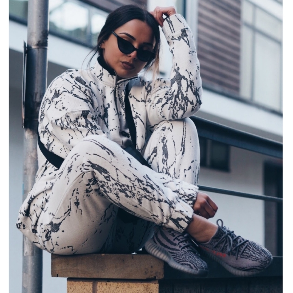ASOS White Marble Textured Tracksuit